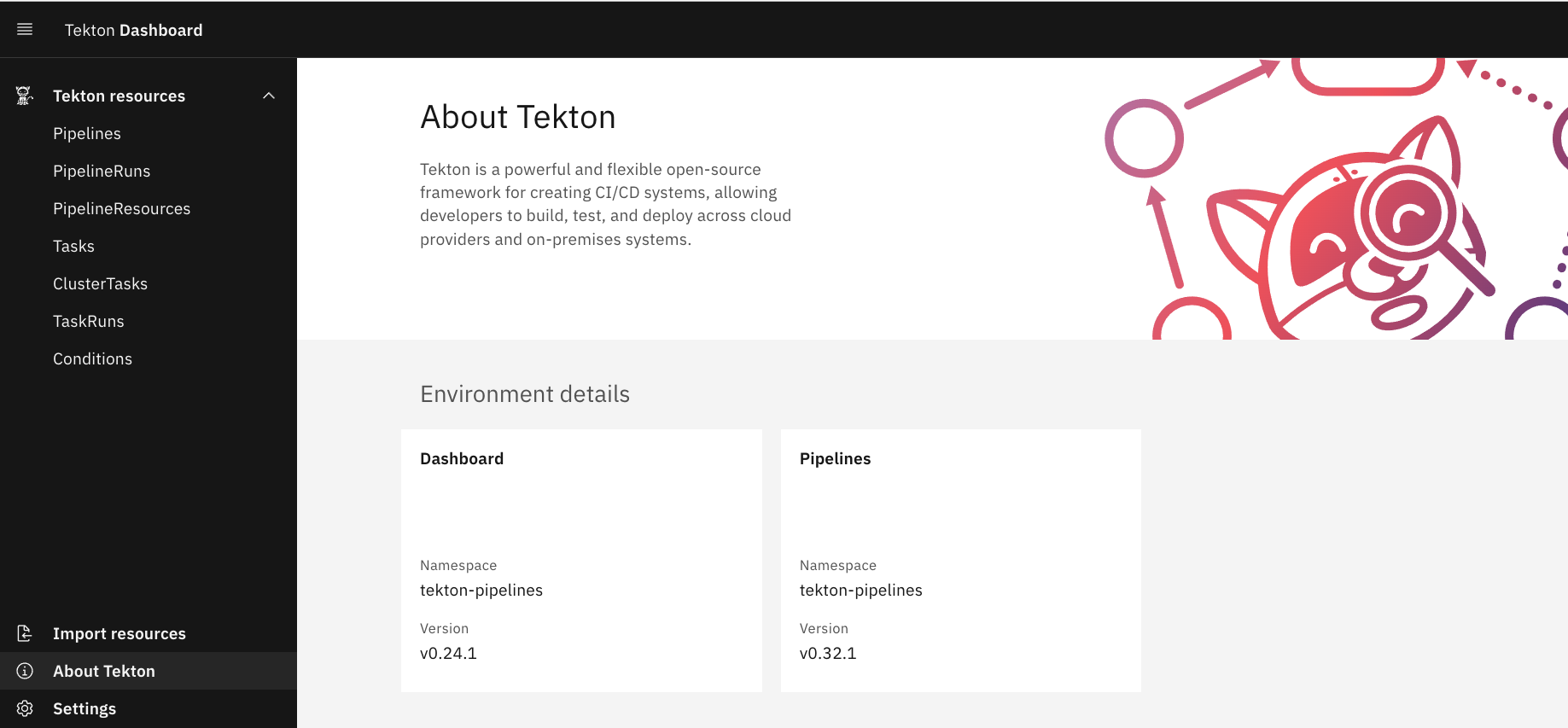 tekton dashboard